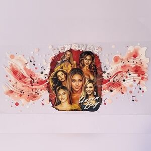 🌸3/$10 Musical Female Singer Beyonce UV DTF cup wrap transfer sticker diy